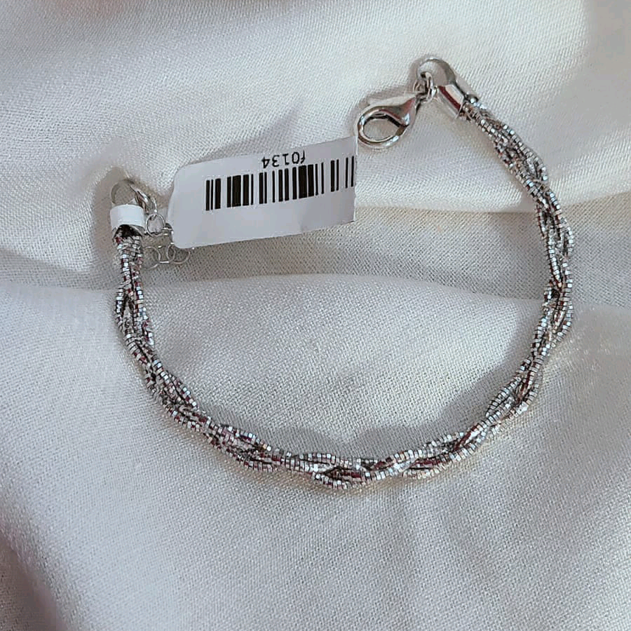 Braided Rhodium Pleted Bracelet 